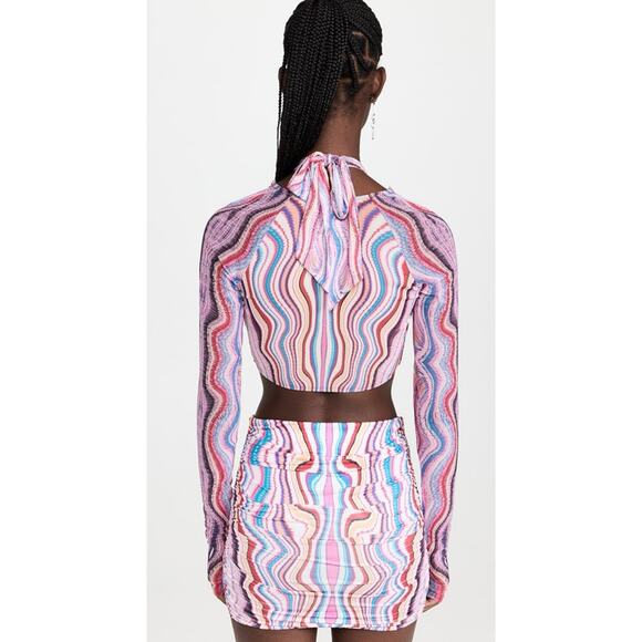 AFRM Cordelia Multi Wave Mesh Psychedelic Rave Festival Top NWT XL - Picture 3 of 11